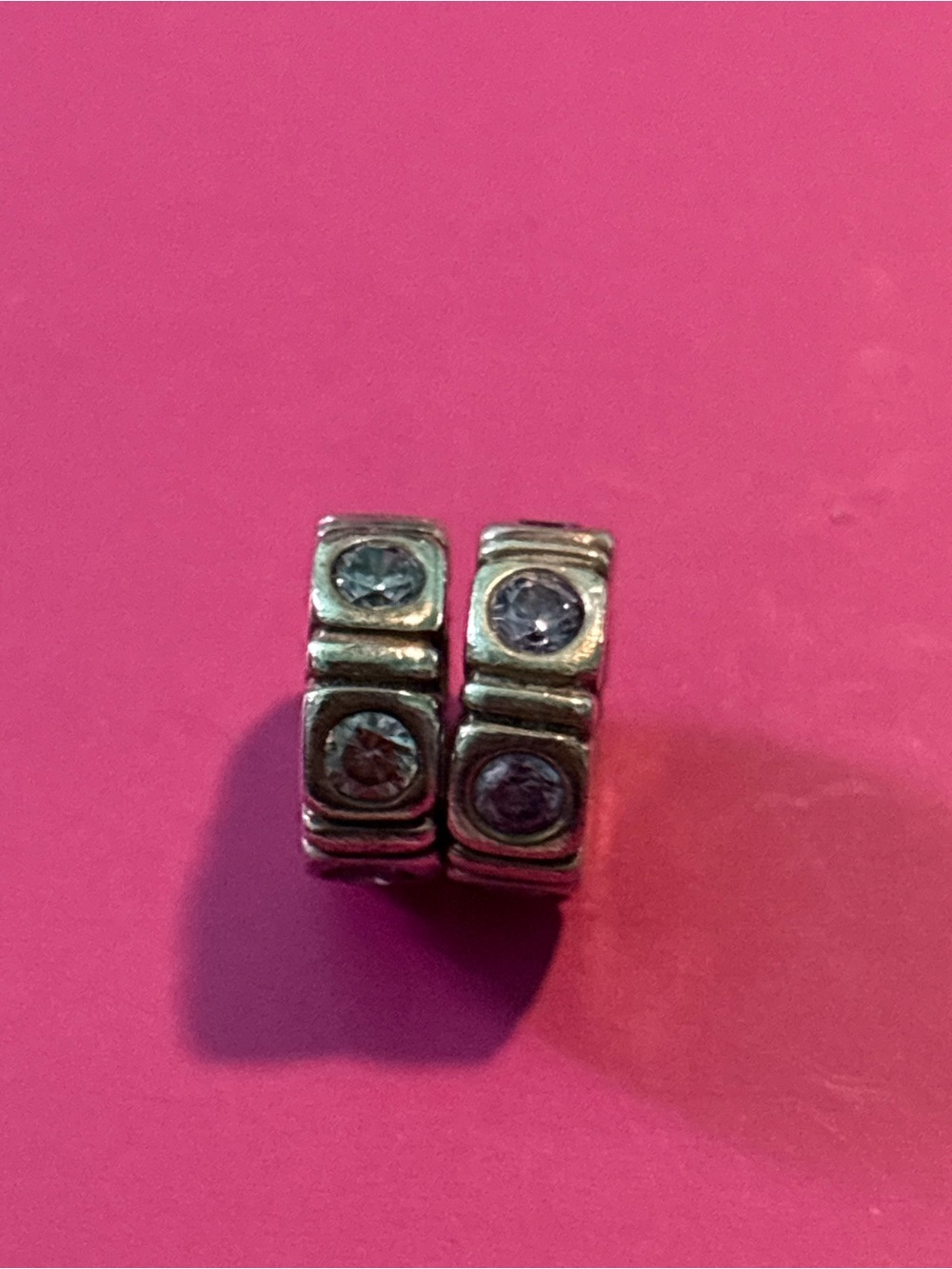 Pandora Silver-Tone Crystal Accent Bracelet Charm Set light purple